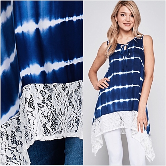Chic Lace Tie Dye Flowy Tunic Top SML - Picture 4 of 8